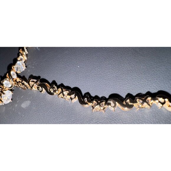 Gold Tone XP Tennis Bracelet 6.5” Sparkly Round CZ Stones Infinity Link - Picture 5 of 6